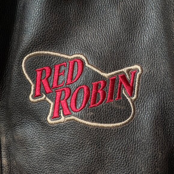 VTG Saxon Premium Leather Red Robin Burgers Aviator Jacket in Men's XXL - Picture 12 of 15